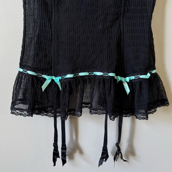 Victoria’s Secret sexy little thing light blue/black lace ribbon lingerie top - Picture 3 of 6